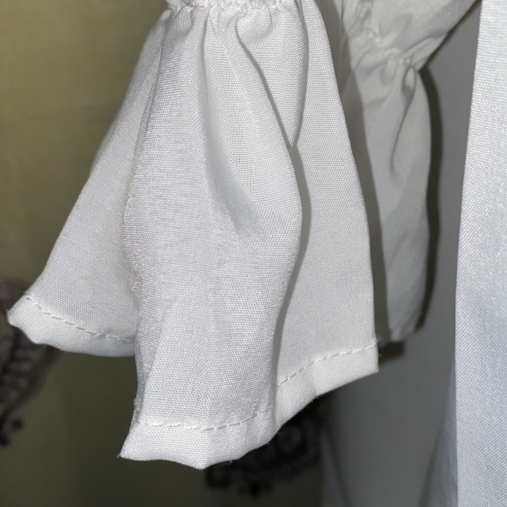 PRETTYLITTLETHING LONG SLEEVE WHITE RUFFLE-COLLAR/CUFF DRESS SZ 10 - Picture 11 of 14